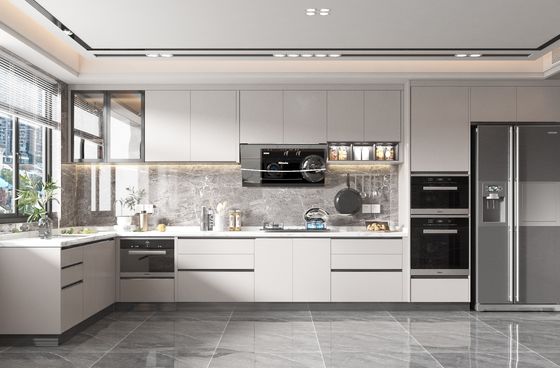 Cupboard Foshan Laminated MDF Modular Pull Down Shaker Smart Kitchen Cabinet