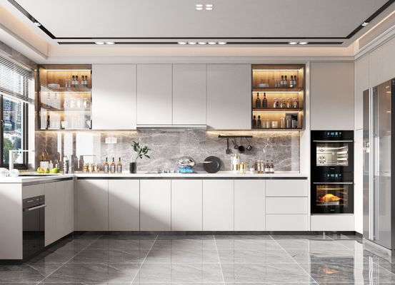 Cupboard Foshan Laminated MDF Modular Pull Down Shaker Smart Kitchen Cabinet