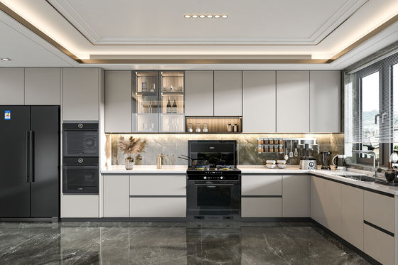 Cupboard Foshan Laminated MDF Modular Pull Down Shaker Smart Kitchen Cabinet