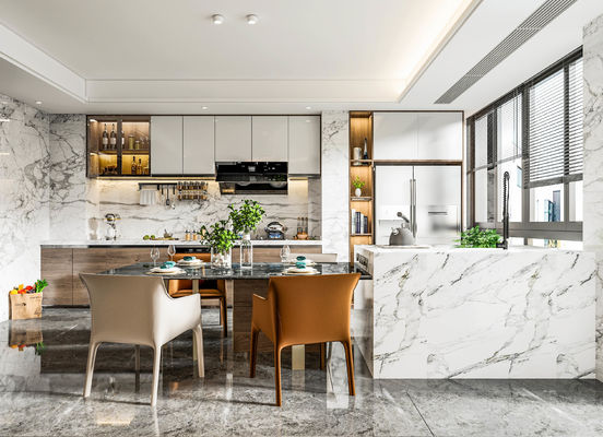 Customized Modern Kitchen Cabinet with Veneer Door Finish and HardWare Options