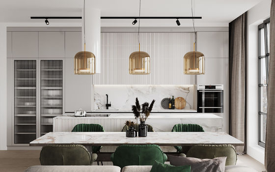 Elegant Style Modern Kitchen Cabinet Modular Kitchen Set With Quartz Countertop