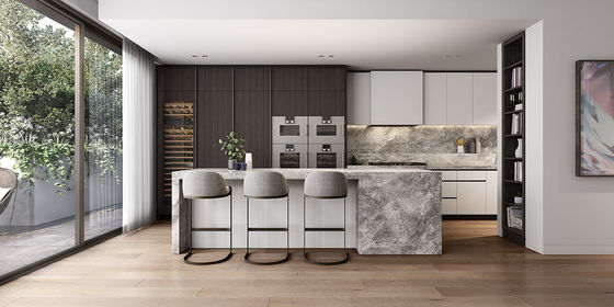 KITCHEN FURNITURE WITH KITCHEN CABINET VENEER OF BEADED SHAKER PANEL AND SOLID WOOD