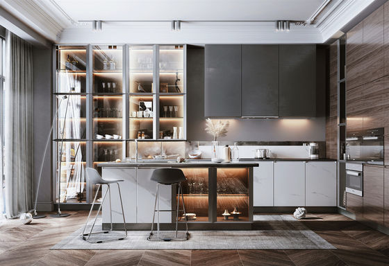 KITCHEN FURNITURE WITH KITCHEN CABINET VENEER OF BEADED SHAKER PANEL AND SOLID WOOD
