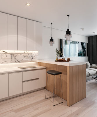 KITCHEN FURNITURE WITH KITCHEN CABINET VENEER OF BEADED SHAKER PANEL AND SOLID WOOD