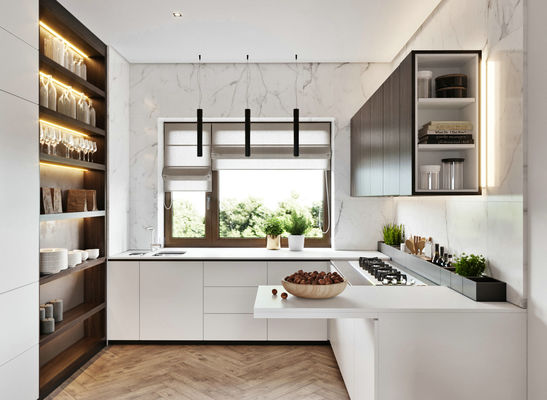 KITCHEN FURNITURE WITH KITCHEN CABINET VENEER OF BEADED SHAKER PANEL AND SOLID WOOD