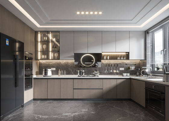 Customized Lacquer Kitchen Furniture L Shape Wooden Modular Kitchen Cabinets