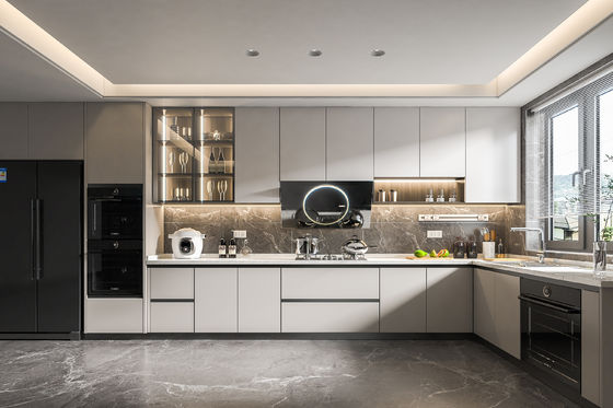 Customized Lacquer Kitchen Furniture L Shape Wooden Modular Kitchen Cabinets