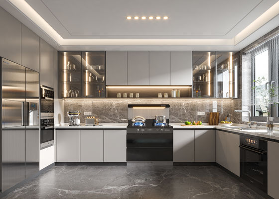 Modern  Pvc Door kitchen Cucina Complete plywood Pantry Cupboard Cabinet