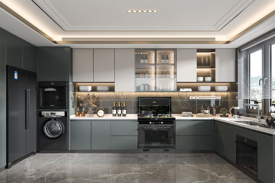 Free Customzied Design Laminate Modern Frameless Timber Finish Kitchen Cabinets