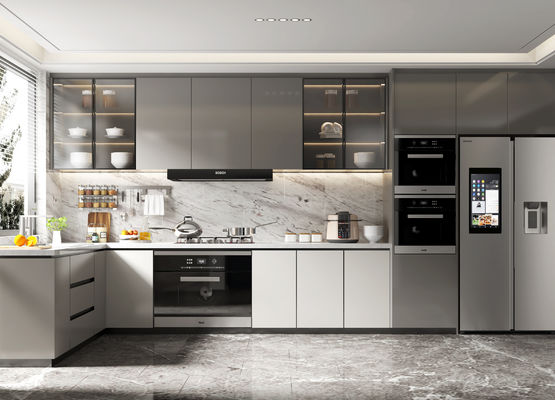 Free Customzied Design Laminate Modern Frameless Timber Finish Kitchen Cabinets