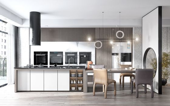Factory Townhouse Paticle Board Solid Wood Furniture Modern Kitchen Cabinets