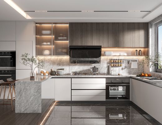 Customized Kitchen Cabinets Classic Italy Style Wooden Cabinet For Villa