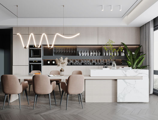 Artificial Modern Walnut Wood Kitchen Cabinets Furniture Manufactory