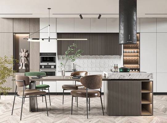 Artificial Modern Walnut Wood Kitchen Cabinets Furniture Manufactory