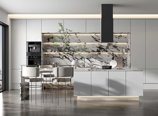 Particle Board Modern Wooden Matt Lacquer Finished Grey Kitchen Cabinet