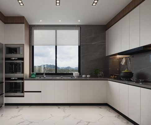 Melamine Lacquer Kitchen Cabinets With Handle Design Customized Kitchen