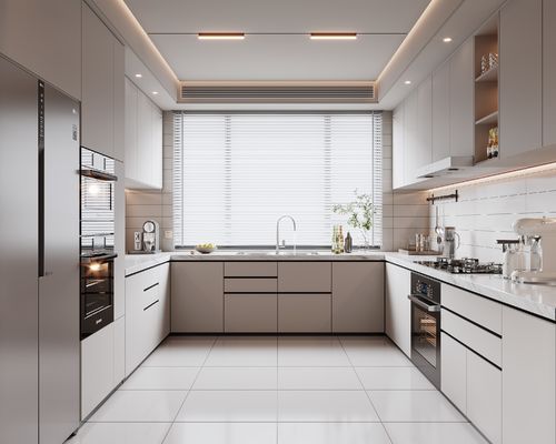 Melamine Lacquer Kitchen Cabinets With Handle Design Customized Kitchen