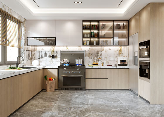 Wholesale Wooden Furniture  Custom Made Modular Flat Edge Kitchen Cabinets
