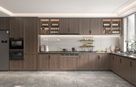 Plywood Kitchen Cabinet With Microwave & Handle Design Modern Custom Furniture