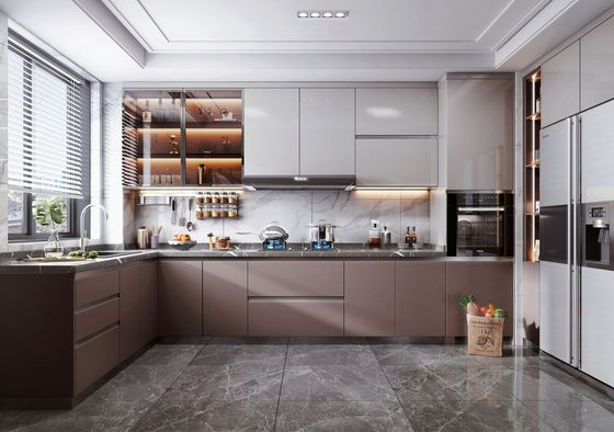 Modern Modular White Glossy Lacquer Finished Kitchen Furniture Kitchen Cabinet