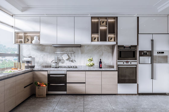 White Particle Board Design Modern Kitchen Cabinetry Sets From China For Hotel