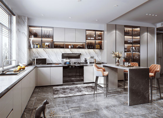 White Particle Board Design Modern Kitchen Cabinetry Sets From China For Hotel