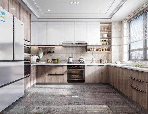 Customizable Modern Open Villa Modular Shaker Kitchen Cabinet With Island