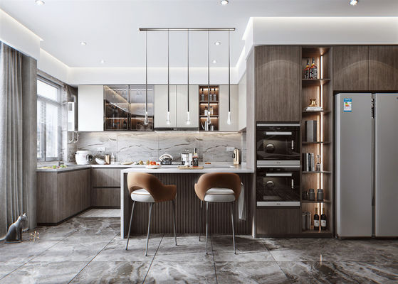 Customizable Modern Open Villa Modular Shaker Kitchen Cabinet With Island
