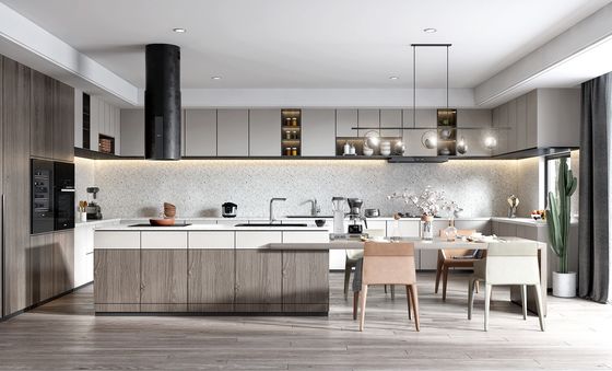 Customizable Modern Open Villa Modular Shaker Kitchen Cabinet With Island