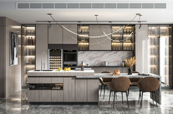 Customizable Modern Open Villa Modular Shaker Kitchen Cabinet With Island