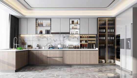 Customizable Modern Open Villa Modular Shaker Kitchen Cabinet With Island