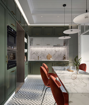 MC World European Style Custom Wooden Kitchen Cabinets With Soft-Close Doors