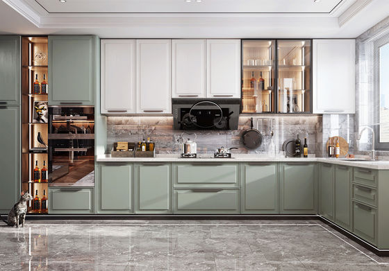 Custom Modern Kitchen Cabinet With Hardware And Particle Board Door Material