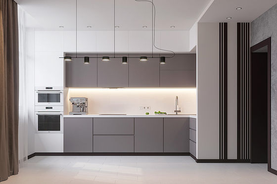 Solid Ash Wood Luxury Kitchen Cabinets Light Brown Cabinet For Apartment Use