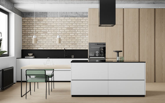 Solid Ash Wood Luxury Kitchen Cabinets Light Brown Cabinet For Apartment Use