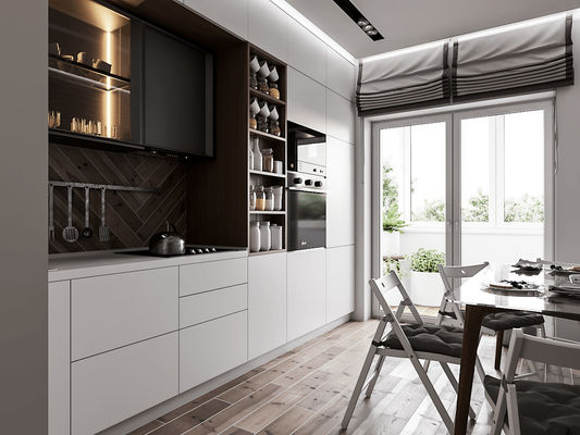 Solid Ash Wood Luxury Kitchen Cabinets Light Brown Cabinet For Apartment Use