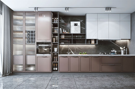 Modern Complete Kitchen Furniture Modular MDF Cabinets Backsplash Drawer Basket