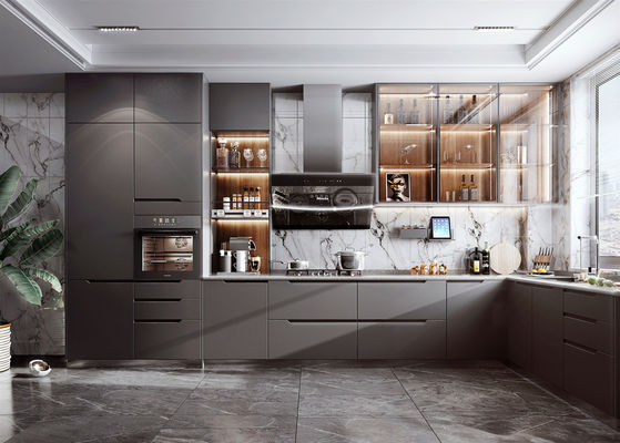 Modern Complete Kitchen Furniture Modular MDF Cabinets Backsplash Drawer Basket