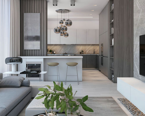 Custom Modular Modern Luxury Kitchen Cabinets Island Wood Furniture Cupboard