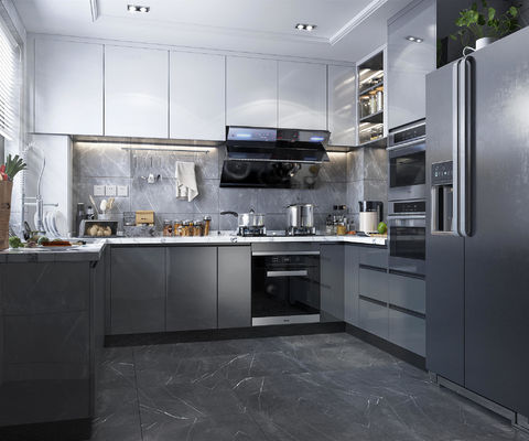 Modular Melamine Kitchen Sink Full Complete Kitchen Cabinet Set For Apartment
