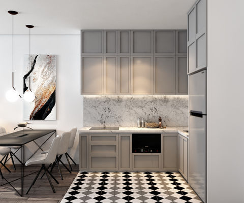 Modular Melamine Kitchen Sink Full Complete Kitchen Cabinet Set For Apartment