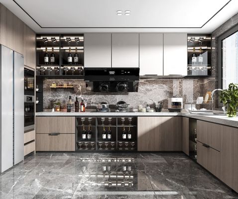 Free Customization Modern Sintered Stone Island Table Modular Kitchen Cabinets