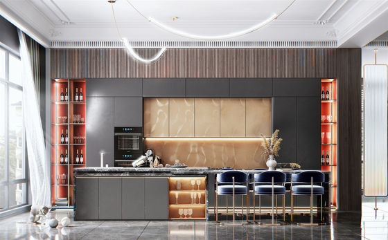 Free Customization Modern Sintered Stone Island Table Modular Kitchen Cabinets