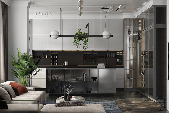 Free Customization Modern Sintered Stone Island Table Modular Kitchen Cabinets