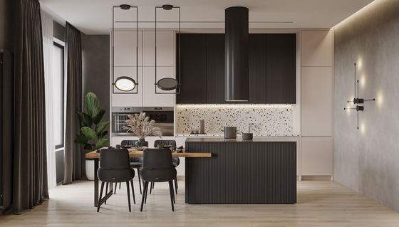 Free Customization Modern Sintered Stone Island Table Modular Kitchen Cabinets