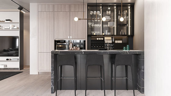 One-Stop Designs Factory Customized High Gloss Kitchen Cabinet Sets For Villa