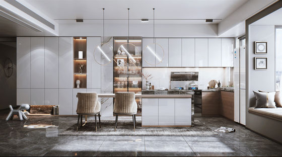 One-Stop Designs Factory Customized High Gloss Kitchen Cabinet Sets For Villa