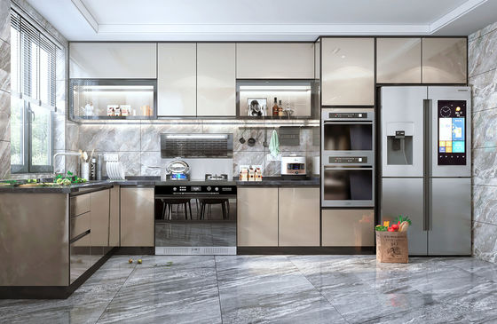 One-Stop Designs Factory Customized High Gloss Kitchen Cabinet Sets For Villa