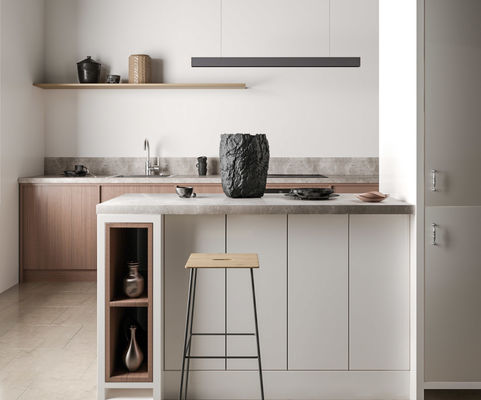 Classic Wood Kitchen Cabinet Customized Wood Grain Villa Kitchen Cabinet