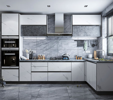 Classic Wood Kitchen Cabinet Customized Wood Grain Villa Kitchen Cabinet